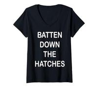 Femme Batten Down The Hatch T-Shirt avec Col en V