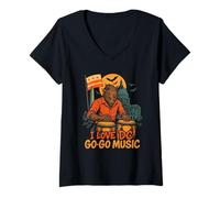 Femme Batteur Loup-Garou Washington DC Go-Go Halloween T-Shirt avec Col en V
