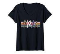 Femme Battle of The Planets G Force Retro Colour Stripe T-Shirt avec Col en V