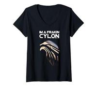 Femme Battlestar Galactica I'm A Frakin Cylon T-Shirt avec Col en V