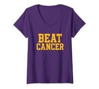 Femme Battre Le Cancer T-Shirt avec Col en V