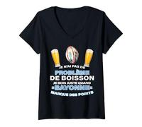Femme Bayonne Rugby Apéro Bière Supporter Bayonnais Homme Femme T-Shirt avec Col en V