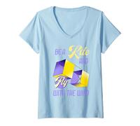Femme Be a Kite and Fly with the Wind Motivational Quote T-Shirt avec Col en V