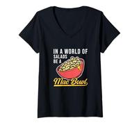 Femme Be A Macaroni & Cheese Bowl, Amateur de pâtes et de Macaronis au Fromage T-Shirt avec Col en V