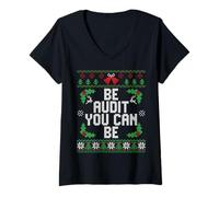 Femme Be Audit You Can Be Funny Ugly Christmas Accountant T-Shirt avec Col en V