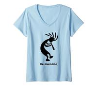 Femme Be Awesome Dancing Kokopelli Sud-Ouest des États-Unis T-Shirt avec Col en V