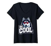 Femme Be Cool - Husky avec Lunettes de Soleil T-Shirt avec Col en V