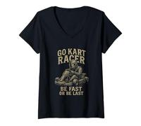 Femme Be Fast Or Be Last Kart Racing Garçons Filles Enfants Hommes Papa T-Shirt avec Col en V