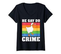 Femme Be Gay Do Crime T-Shirt avec Col en V