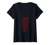 Femme Be Here Now Rules for Life Guide de Vie Positive et consciente T-Shirt avec Col en V