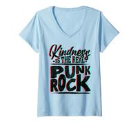 Femme Be Kind La gentillesse est réelle Punk Rock Empathie Justice T-Shirt avec Col en V