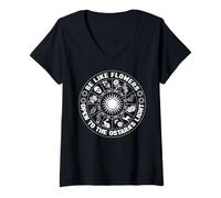 Femme Be Like Flowers Open to The Ostara Light Païenne Pâques T-Shirt avec Col en V