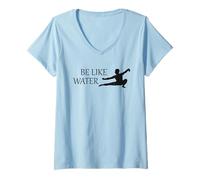Femme Be Like Water Arts Martiaux Kung Fu Taoism WU Wei Flow T-Shirt avec Col en V
