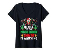 Femme Be Nice to Process Engineer Santa - Christmas T-Shirt avec Col en V
