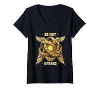 Femme Be Not Afraid Ange bibliquement Accurate Vintage Ophanim T-Shirt avec Col en V