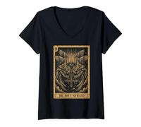 Femme Be Not Afraid Séraphim Biblical Angel All Seeing Eye Goth T-Shirt avec Col en V