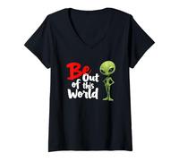 Femme Be Out of This World Alien Space Vêtements esthétiques T-Shirt avec Col en V