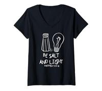 Femme « Be Salt and Light » Matthieu 5:13-16 Inspiration chrétienne T-Shirt avec Col en V