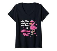 Femme Be Yourself - Pourquoi s'intégrer Lorsque Vous donniez Le Pouvoir au Flamant Rose T-Shirt avec Col en V