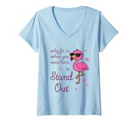 Femme Be Yourself - Pourquoi s'intégrer Lorsque Vous donniez Le Pouvoir au Flamant Rose T-Shirt avec Col en V
