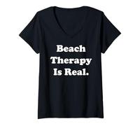 Femme Beach Therapy Is Real Ocean Serenity T-Shirt avec Col en V