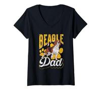 Femme Beagle Dad Lover Puppy Beagles Chien Père Daddy Papa T-Shirt avec Col en V
