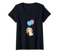 Femme Beagle Dog se Suspend sur Un Ballon T-Shirt avec Col en V