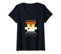 Femme Bear Brotherhood Flag Bear Gay Pride T-Shirt avec Col en V
