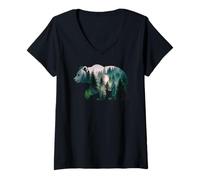 Femme Bear Forest Wildlife Pin Tree Zoo Day Hommes Femmes Enfants T-Shirt avec Col en V