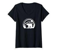 Femme Bear Grizzly Wildlife Bear Themed Animal Wilderness T-Shirt avec Col en V