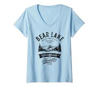 Femme Bear Lake Rocky Mountain National Park Design Vieilli T-Shirt avec Col en V