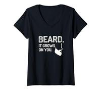 Femme Beard It Grows on You Humour de toilettage pour Homme T-Shirt avec Col en V