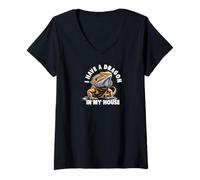 Femme Bearded Dragon Living in My House Design T-Shirt avec Col en V