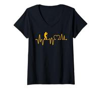 Femme Beatbox Heartbeat Music Old School Rap Microphone Beatboxer T-Shirt avec Col en V
