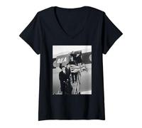 Femme Beatlemania Les Beatles et Brian Epstein débarquent à Londres en 1964 T-Shirt avec Col en V