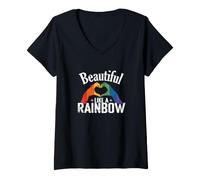 Femme Beau comme Un Arc-en-Ciel T-Shirt avec Col en V
