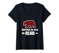 Femme Beau-frère Bear Bear Brother-Brother T-Shirt avec Col en V