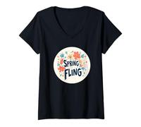 Femme Beau look floral avec costume de printemps T-Shirt avec Col en V