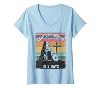 Femme Beaucoup de Choses Peuvent se Passer en 3 Jours - Croix chrétienne de Pâques T-Shirt avec Col en V