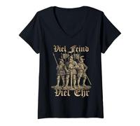 Femme Beaucoup d'ennemis, Beaucoup d'honneur, Fundsberg T-Shirt avec Col en V
