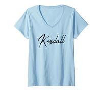 Femme Beautiful Handwritten Font Kendall Calligraphy T-Shirt avec Col en V
