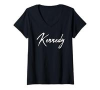 Femme Beautiful Handwritten Font Kennedy Calligraphy T-Shirt avec Col en V