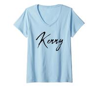 Femme Beautiful Handwritten Font Kenny Calligraphy T-Shirt avec Col en V