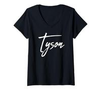 Femme Beautiful Handwritten Font Tyson Calligraphy T-Shirt avec Col en V