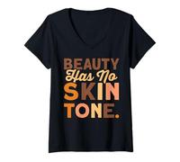 Femme Beauty Has No Skin Tone Black History Month T-Shirt avec Col en V