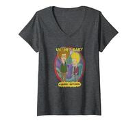 Femme Beavis and Butt-Head Groovy Portrait T-Shirt avec Col en V, Chiné Foncé, S