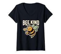 Femme Bee Kind Enthusiast Matters Love Kindness Citation Positivity T-Shirt avec Col en V