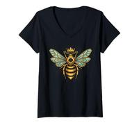 Femme Bee With Crown Graphic For Beekeepers And Queens T-Shirt avec Col en V