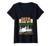 Femme Beer and My Chainsaw Arborist Bûcher forestier T-Shirt avec Col en V