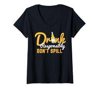Femme Beer Diversity Drink Responsibly Don't Spill Happy Juillet 4th T-Shirt avec Col en V